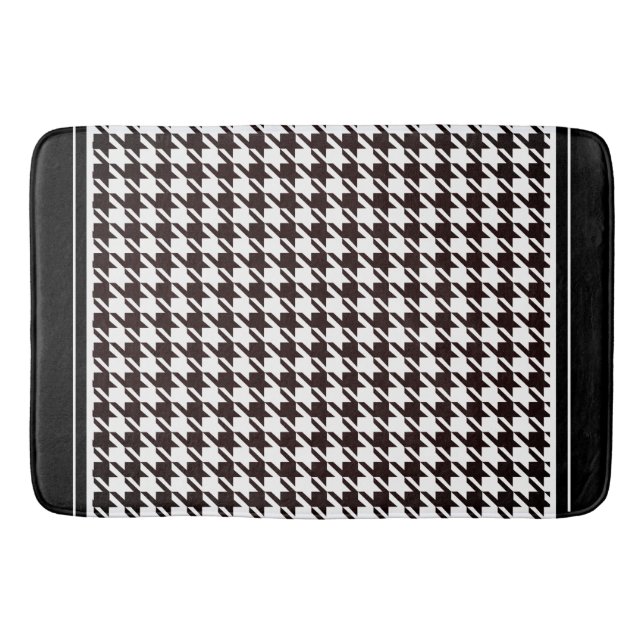 Classic Black & White Houndstooth   Bath Mat (Front)