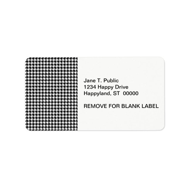 Classic Black White Houndstooth Label (Front)