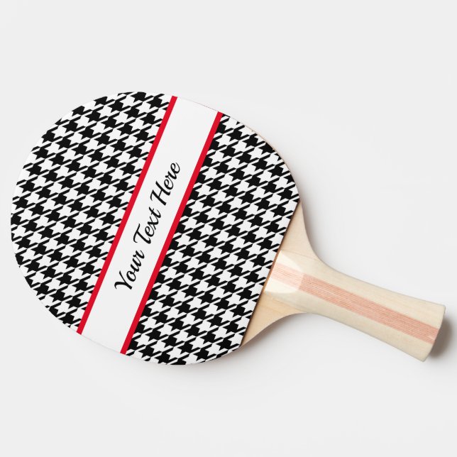 Classic Black & White Houndstooth Ping Pong Paddle (Side)