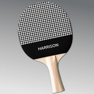 Classic Black & White Houndstooth Ping Pong Paddle