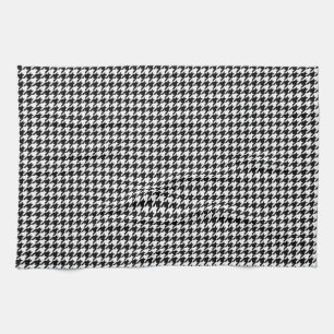 Classic Black White Houndstooth Tea Towel