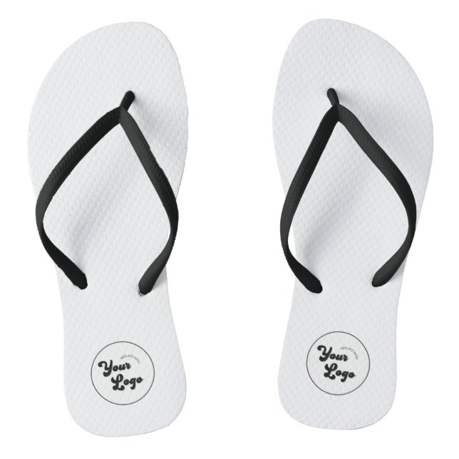 Classic Black & White Logo Business Promotional  Thongs (Footbed)