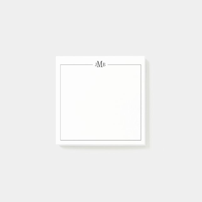 Classic, Black & white Monogrammed  Post-it Notes (Front)