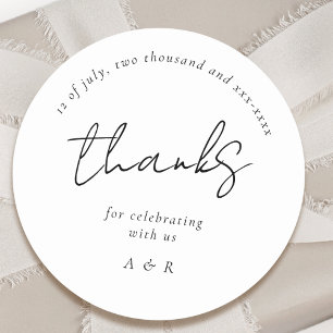 Classic Black White Personalised Names Wedding Classic Round Sticker