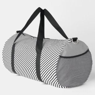 Classic Black White Pinstripe Athletic Travel Gym Duffle Bag