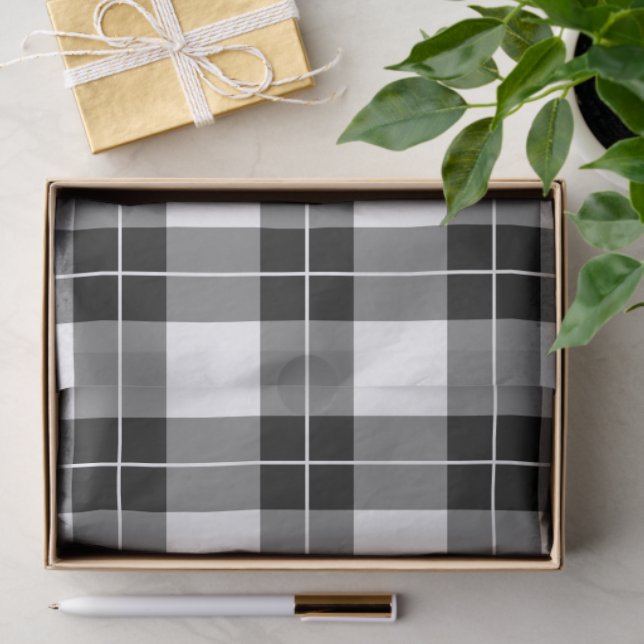 Classic Black White Plaid Pattern Tissue Paper (Gift)