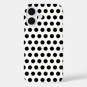 Classic Black White Polka Dot Pattern Art iPhone 16 Case