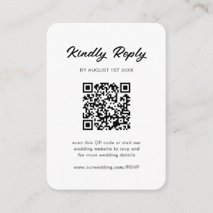 Classic Black & White QR Code Wedding RSVP Enclosure Card