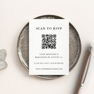 Classic Black & White QR Code Wedding RSVP Enclosure Card