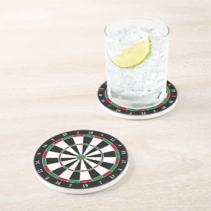 Classic Black   White   Red   Green Game Dartboard Coaster