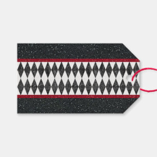 Classic Black White Red Halequin Diamond Argyle Gift Tags