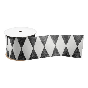 Classic Black White Red Halequin Diamond Argyle  Satin Ribbon