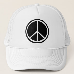 Classic Black White Retro Peace Sign Trucker Hat
