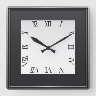 Classic Black & White Roman Design Square Wall Clock