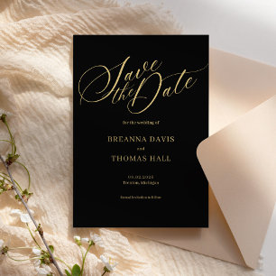 Classic Black & White Save the Date Card
