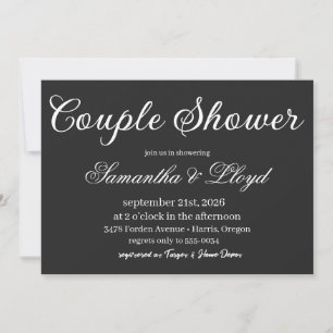 Classic Black & White Script Couples Bridal Shower Invitation