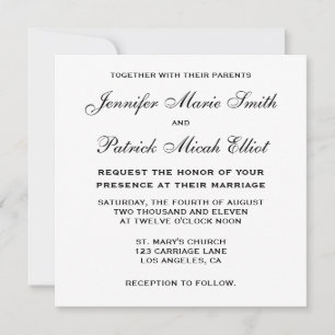 Classic Black/White/Silver Photo Wedding Invite