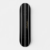 Classic Black White Stripes Cool Skater Monogram Skateboard (Front)