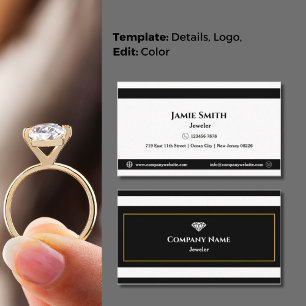 Classic Black & White Timeless Elegance Jeweller's Business Card