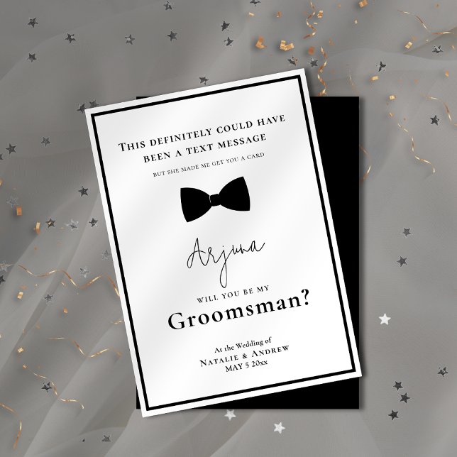 Classic Black & White Tuxedo Funny Groomsman Invitation (Classic Black & White Tuxedo Funny Groomsman Invitation)