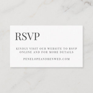 Classic Black White Typography Wedding RSVP Online Enclosure Card