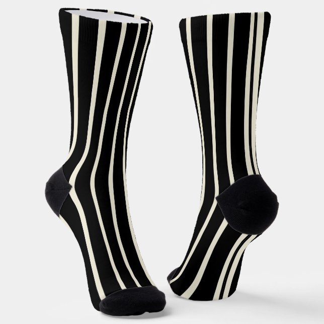 classic-black-white-vertical-stripes-pattern socks (Angled)