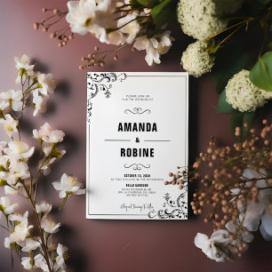 Classic Black & White Wedding Invitation