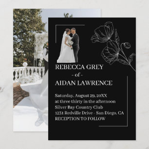Classic Black White Wedding Photo Overlay 2026  Invitation