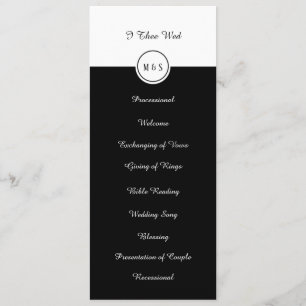 Classic Black & White Wedding Program
