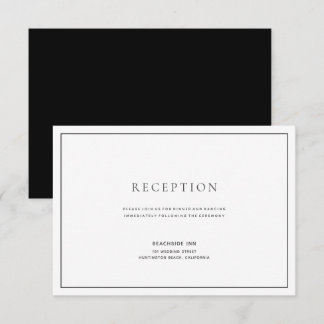 Classic Black & White Wedding Reception Card