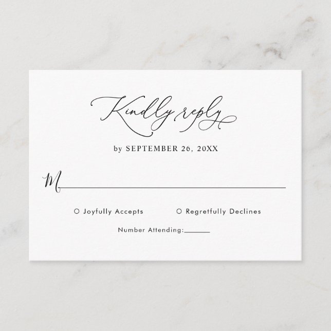Classic Black & White Wedding Rsvp Enclosure Card (Front)