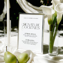 Classic Black White Wedding Signature Drinks Sign