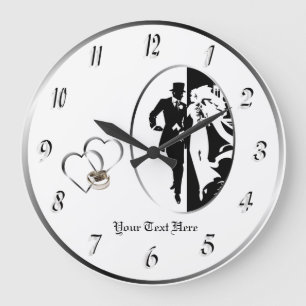 Classic Black White Wedding Wall Clock Customise
