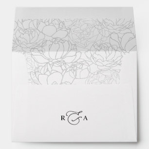 Classic Black & White with Return Address Monogram Envelope