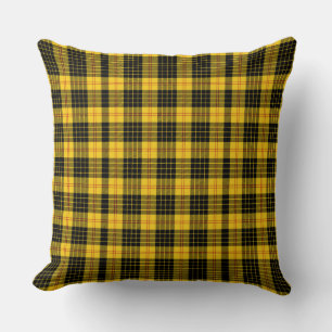 Classic Black Yellow Plaid Cushion