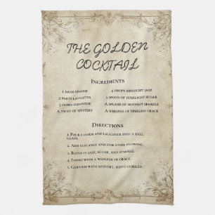 Classic Blank Recipe Template with Ornate Frame Tea Towel