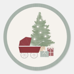 Classic Blocks and Carriage Baby Shower Srickers Round Sticker