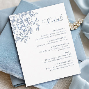 Classic Bloom Garden Dusty Blue Wedding Details Enclosure Card