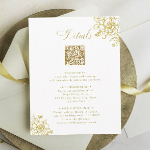 Classic Bloom Garden Gold Wedding Details Enclosure Card