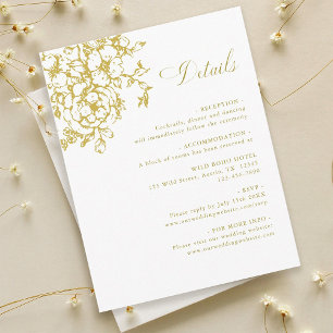 Classic Bloom Garden Gold Wedding Details Enclosure Card