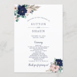 Classic Bloom Wedding Program<br><div class="desc">A wedding program featuring romantic floral design featuring blush and navy watercolor florals. View the entire Classic Bloom collection for coordinating items.</div>