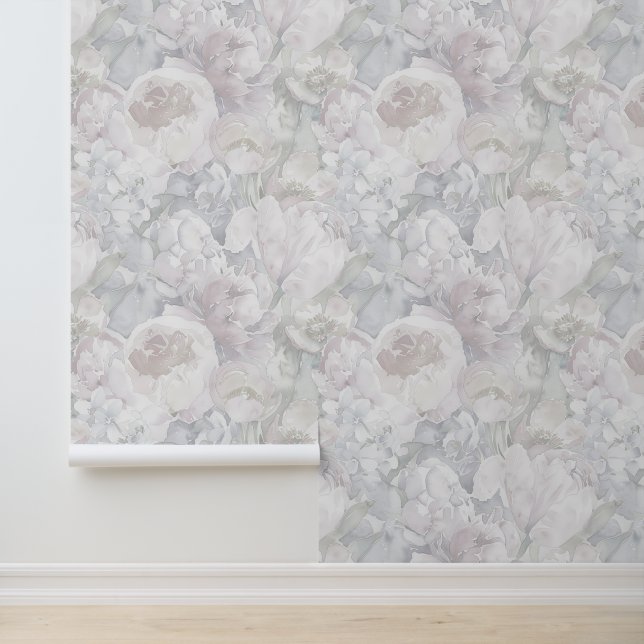 Classic blossom-inspired home pastel shades wallpaper (Application)