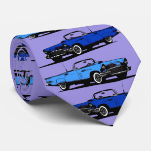 Classic Blue 1950s Sports Cars Tie