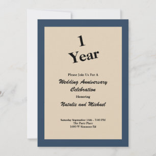 Classic Blue 1st Wedding Anniversary Invitation