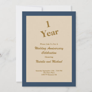 Classic Blue 1st Wedding Anniversary Invitation