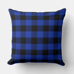 Classic Blue and Black Buffalo Plai Cushion