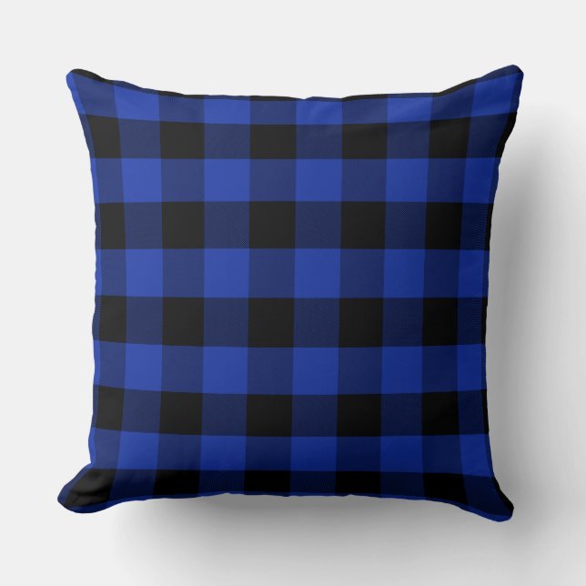 Classic Blue and Black Buffalo Plai Cushion (Front)