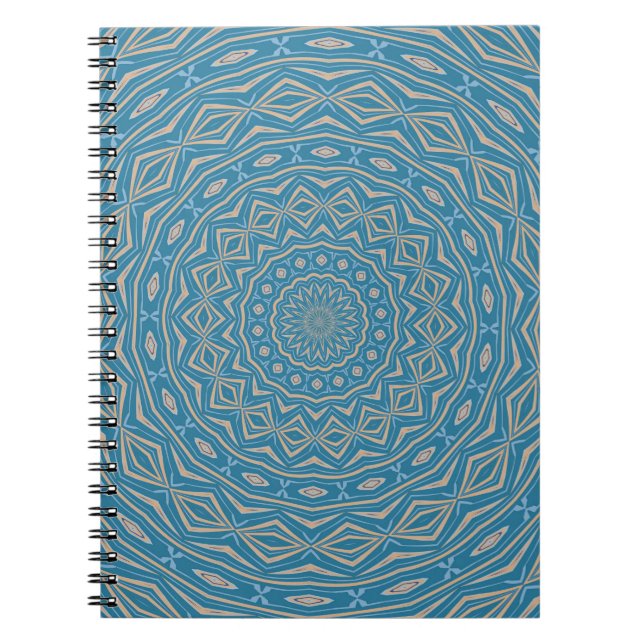 Classic Blue and Cappuchino Dome Effect Mandala Notebook (Front)