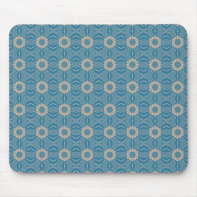 Classic Blue and Cappuchino Repeat Pattern Mouse Pad (Front)