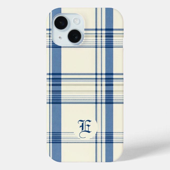 Classic Blue and Cream Plaid Phone Case (Back)